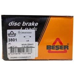 BEŞER 3801 FORD FOCUS, FORD FIESTA, FORD CONNECT 02-13  ÖN FREN DİSK BALATASI